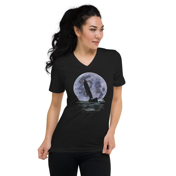 Moon sail V-Neck T-Shirt